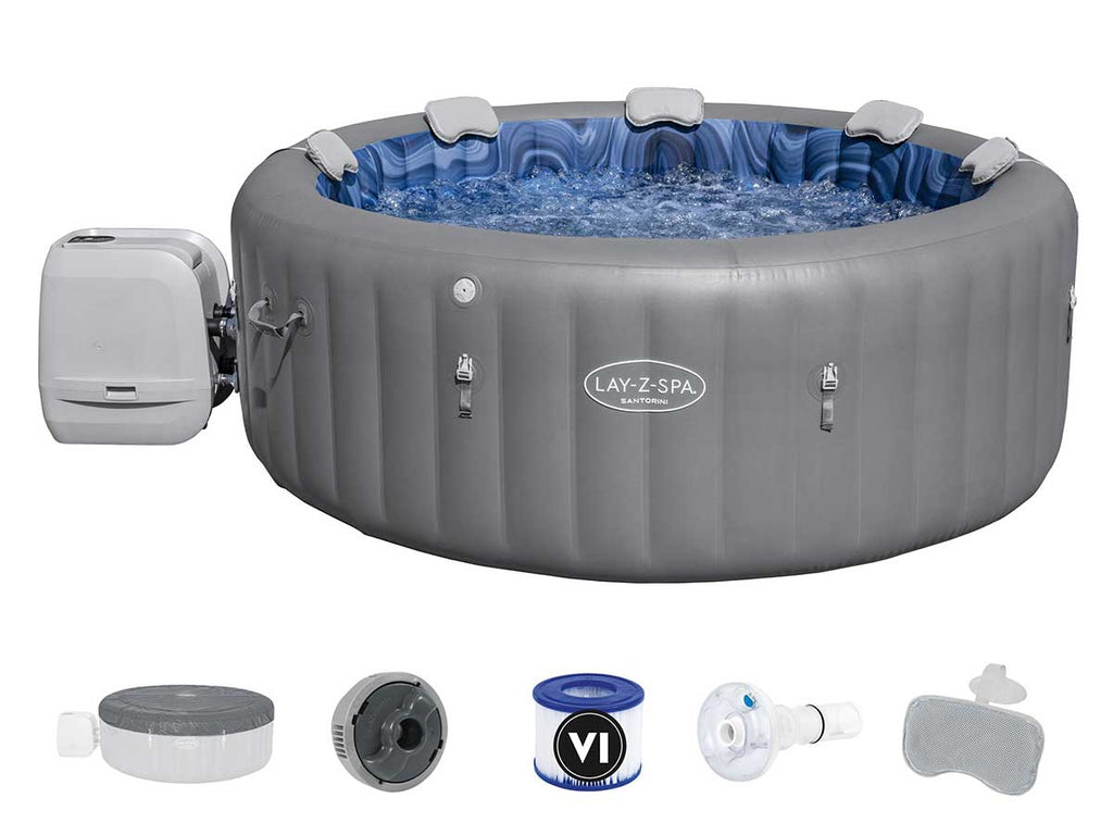 Spa gonflable Lay-Z-Spa Santorini rond HydroJet Pro 5/7 places - Bestway