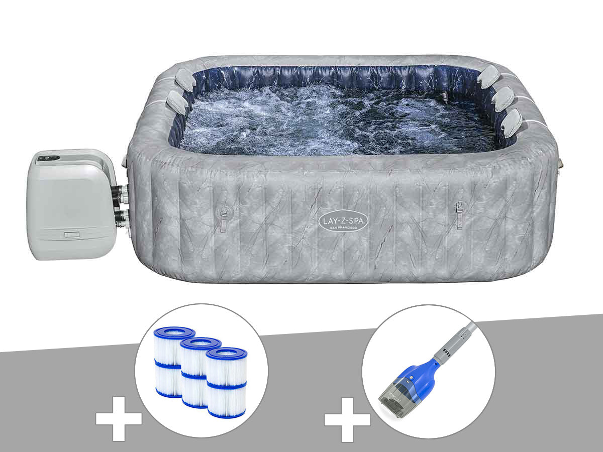 Spa gonflable Lay-Z-Spa San Francisco carré Hydrojet 5/7 places - Bestway