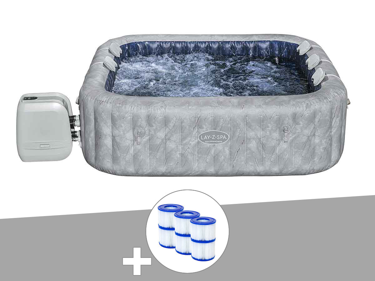 Spa gonflable Lay-Z-Spa San Francisco carré Hydrojet 5/7 places - Bestway