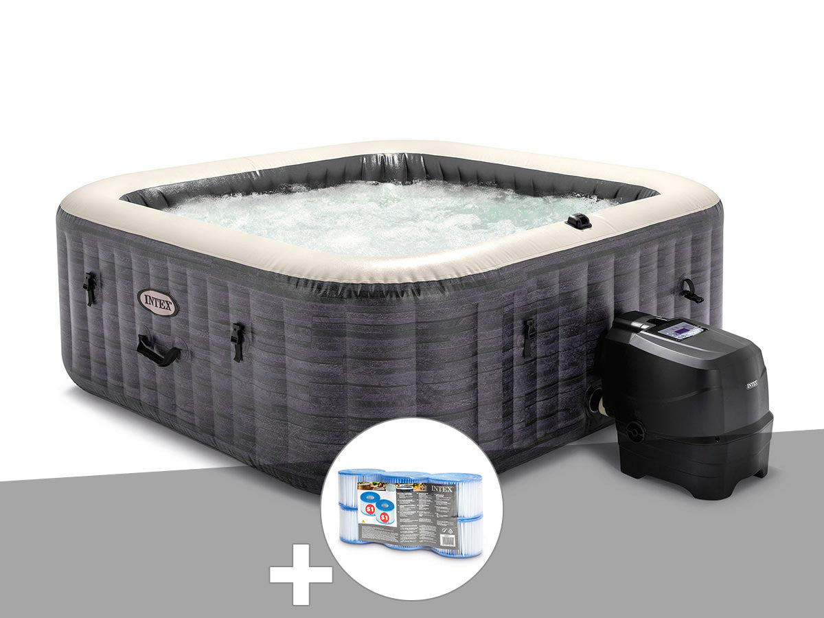 Spa gonflable PureSpa Ardoise carré Bulles 4 places - Intex
