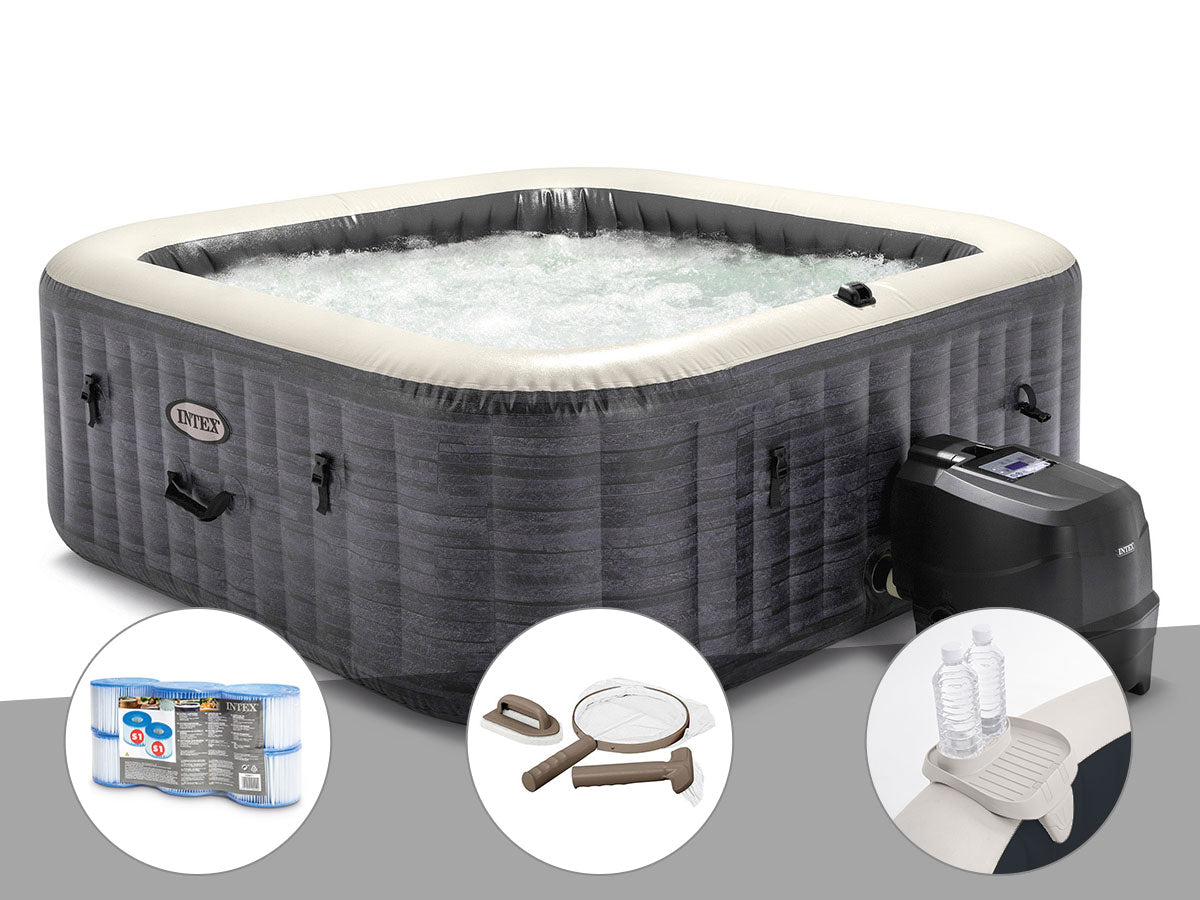 Spa gonflable PureSpa Ardoise carré Bulles 4 places - Intex
