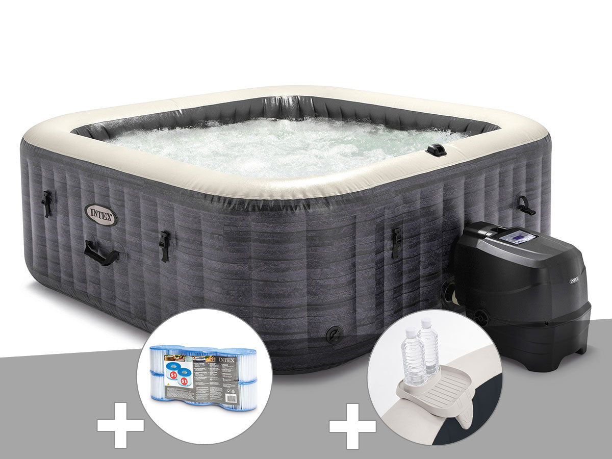 Spa gonflable PureSpa Ardoise carré Bulles 4 places - Intex