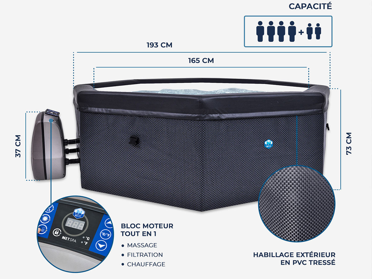 Spa portable semi-rigide Octopus octogonal Bulles 4-6 places - Netspa