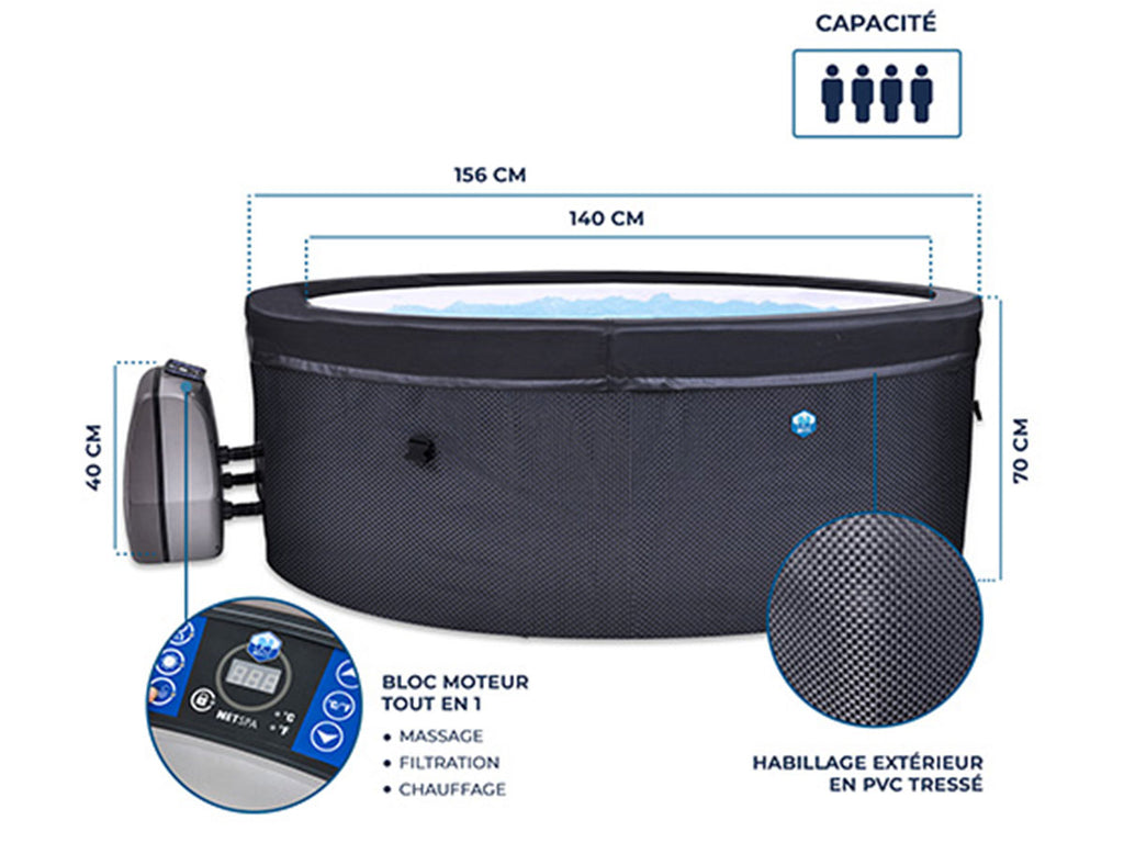 Spa portable semi-rigide Vita rond Bulles 4 places - Netspa