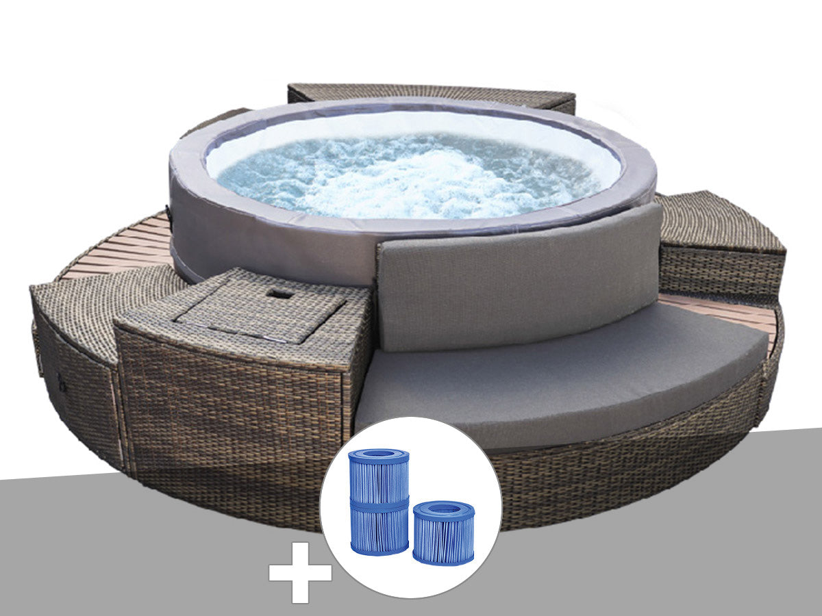 Spa portable semi-rigide Vita Premium rond Bulles 4-6 places avec mobilier - Netspa