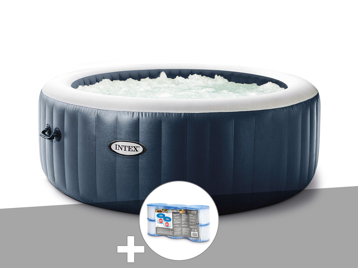 Spa gonflable PureSpa Blue Navy rond Bulles 4 places - Intex