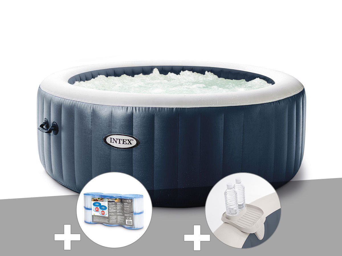 Spa gonflable PureSpa Blue Navy rond Bulles 4 places - Intex