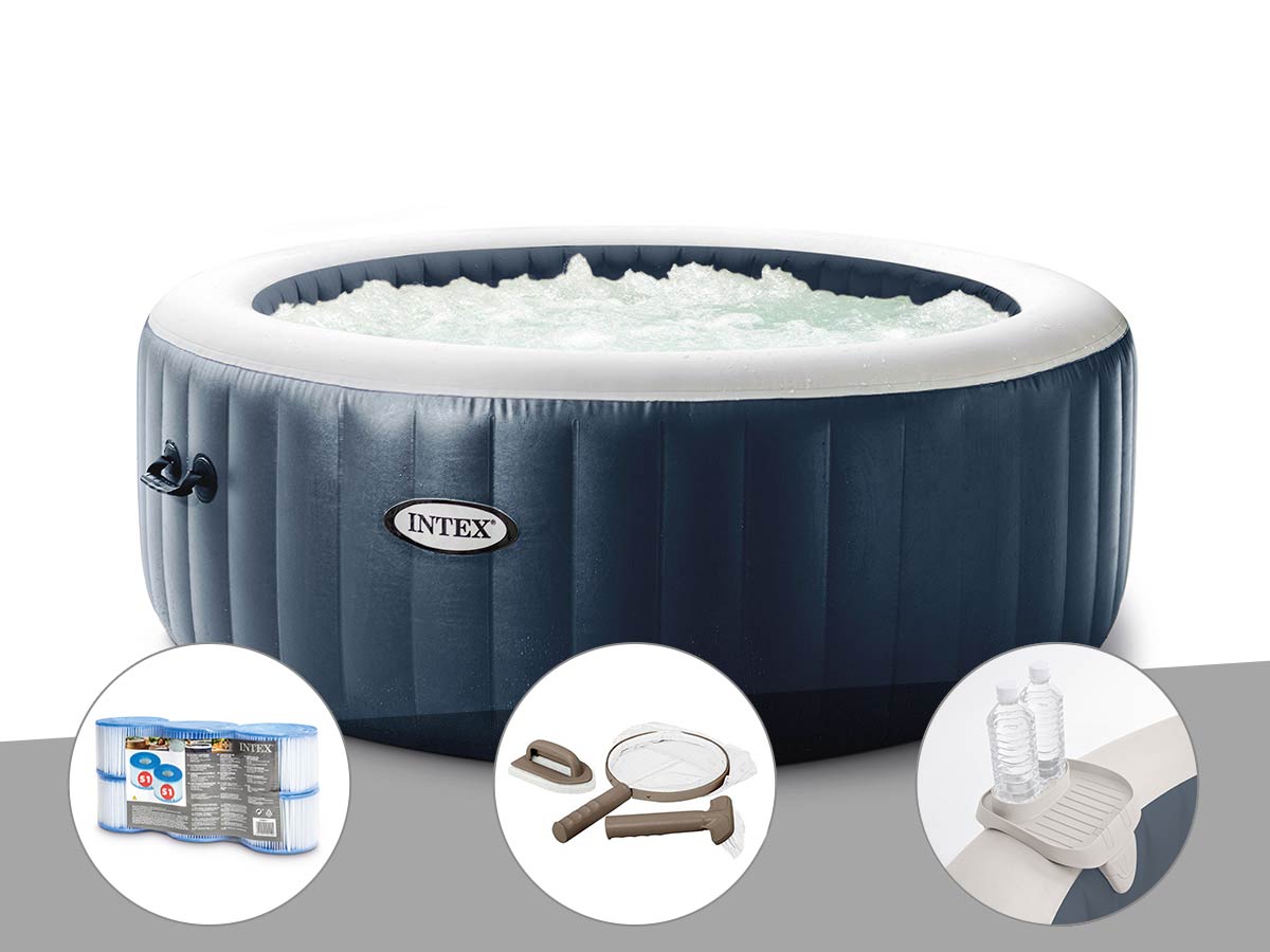 Spa gonflable PureSpa Blue Navy rond Bulles 4 places - Intex