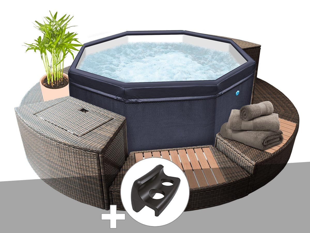 Spa portable semi-rigide Octopus octogonal Bulles 4-6 places avec mobilier - Netspa